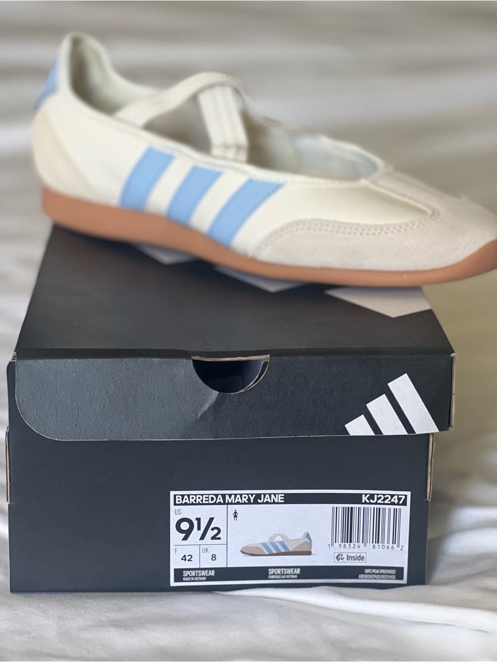 adidas Barreda Mary Jane Sneakers in White and Light Blue